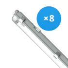 Lot 8x Réglette LED Étanche Logement V2.0 | Convient Pour 2x120cm Tube LED